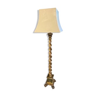 Twisted floor lamp in gilded wood