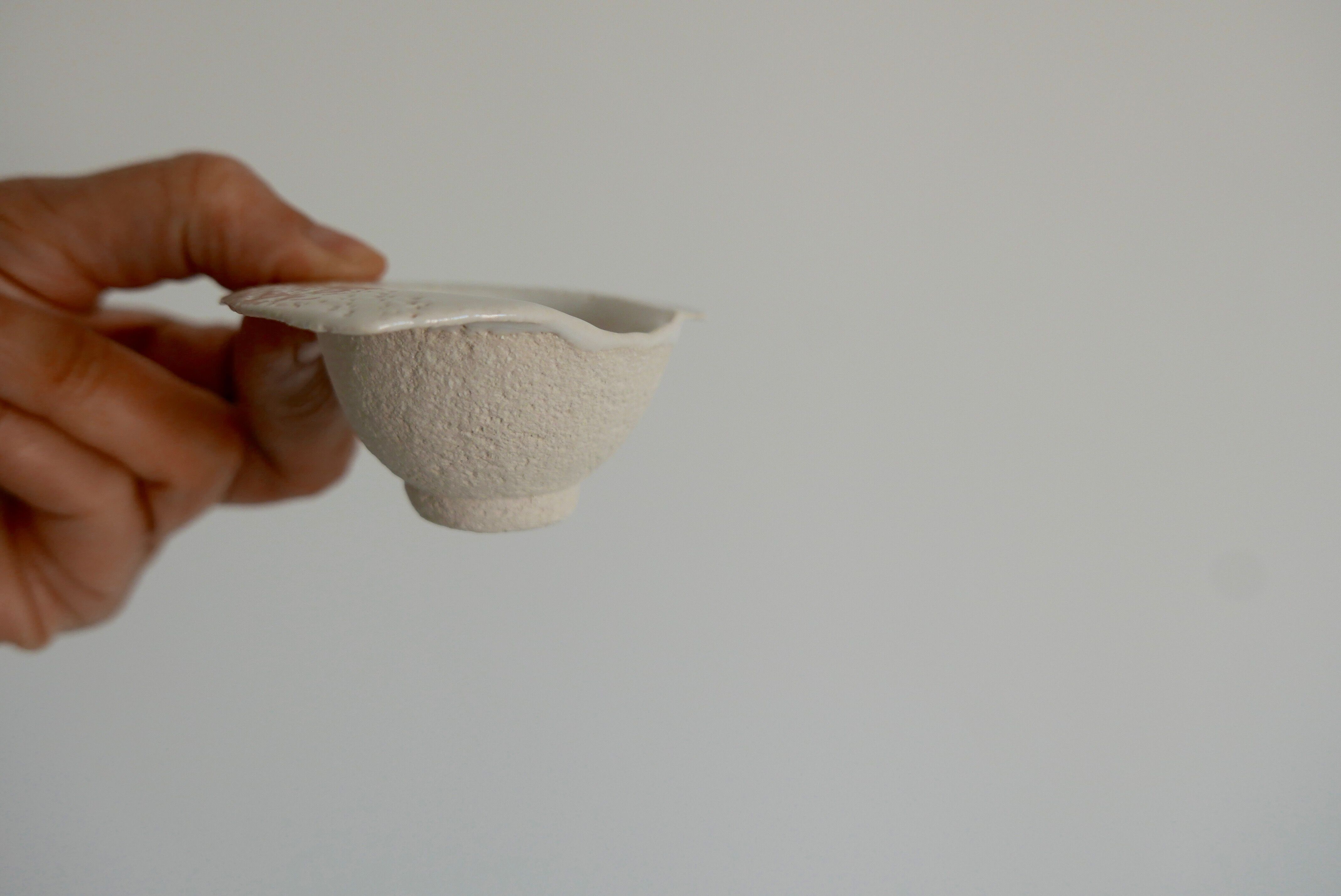 Six white stoneware sake glasses Denise Bresciani ceramics