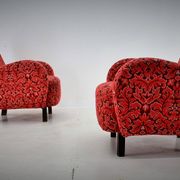 Set of two rare art deco armchairs h-283 by jindřich halabala, 1949s