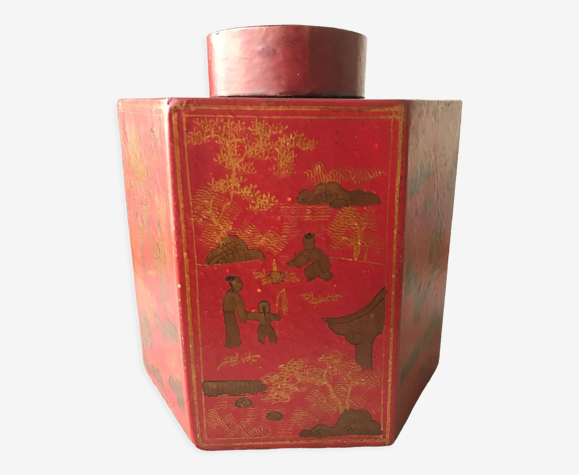 Boîte à thé ancienne en laque de Chine