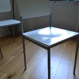 Set of 4 vintage metal and wood chairs from the 1990s.