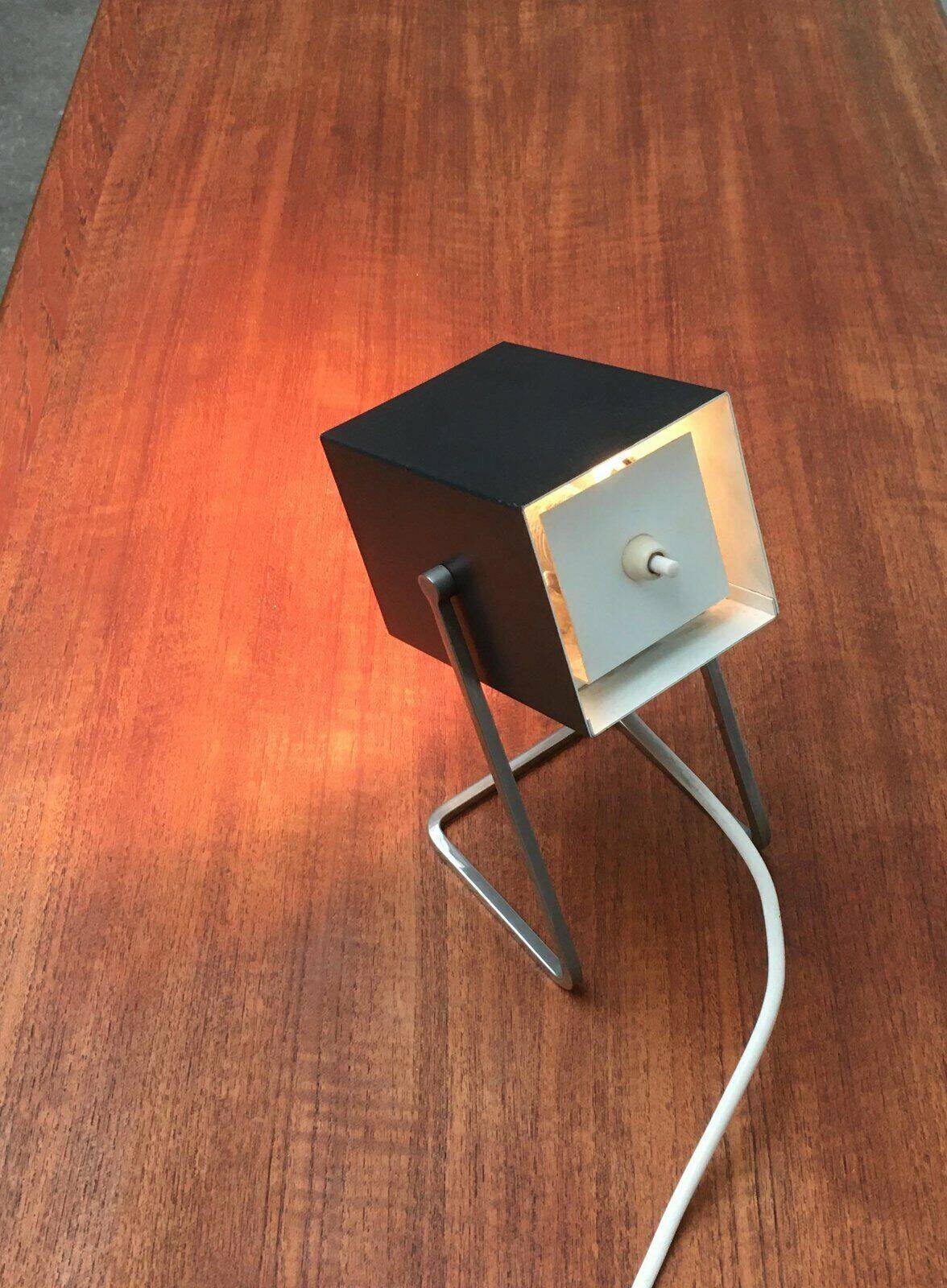 Mid-century German cube table lamp by Kaiser Idell Leuchten.
