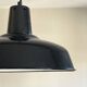 Old pendant lamp black enameled sheet metal industrial garage workshop vintage LAMP-7122