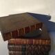Stacked book ice bucket made of wood and leather