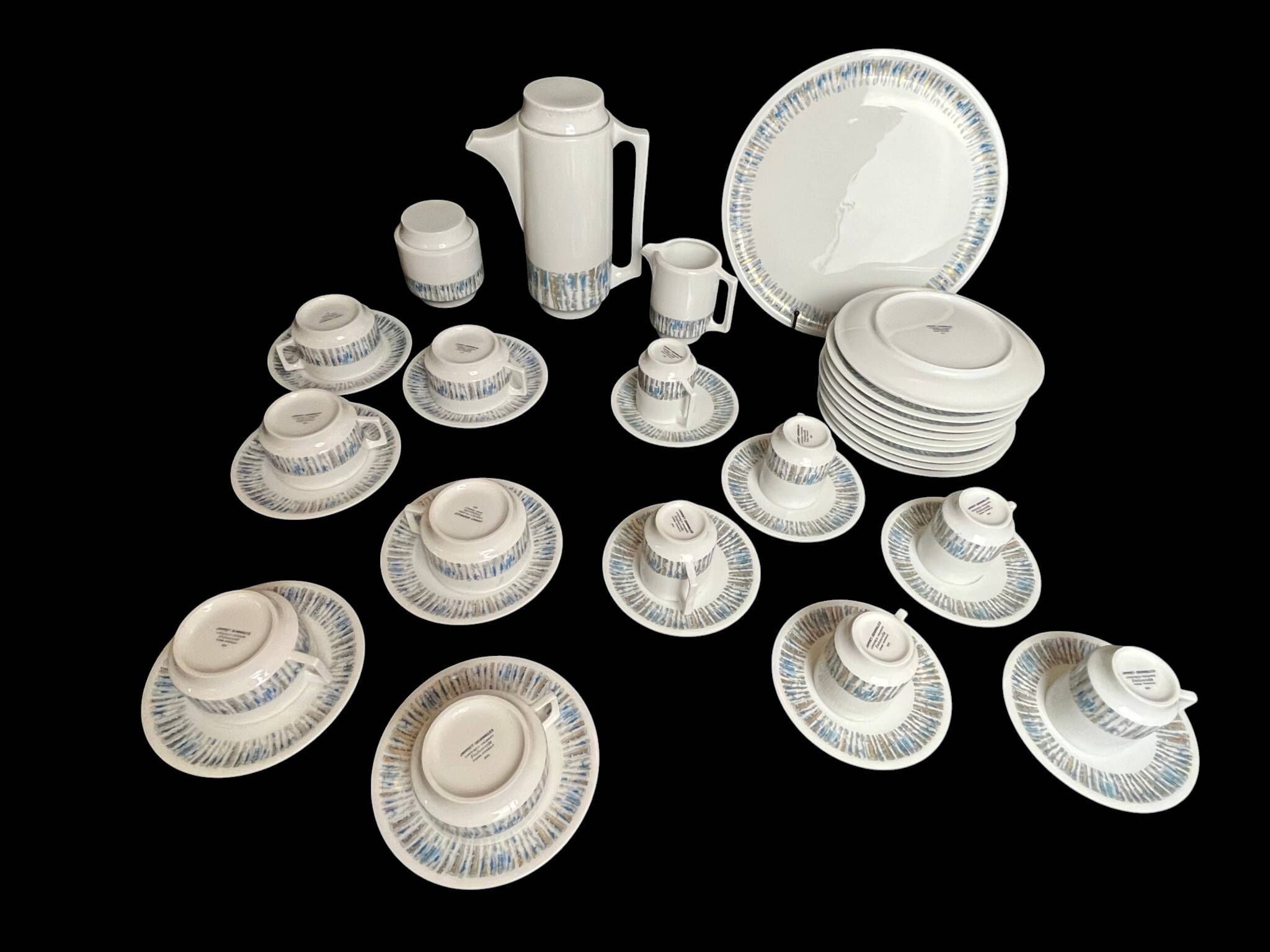Coffee service tea dessert porcelain Limoges Jammet-Seignolle 20th century