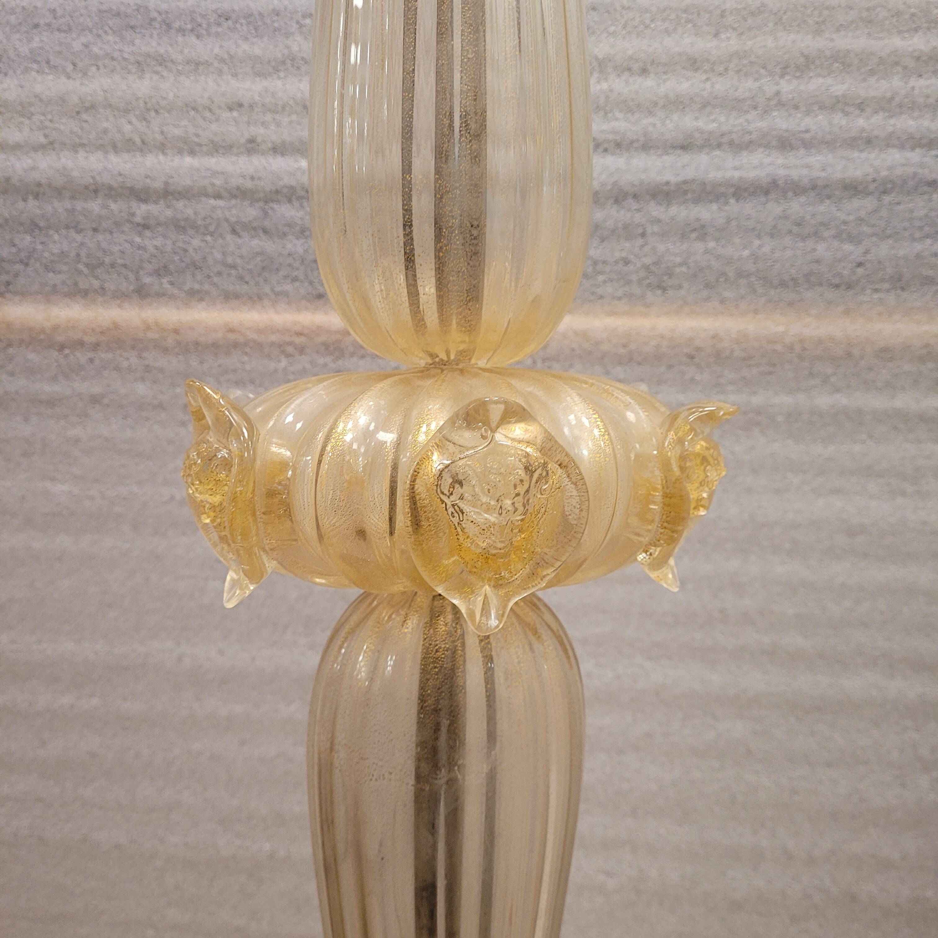 Magpie lamp, Murano crystal and gold powder, Barovier & Toso, 50's