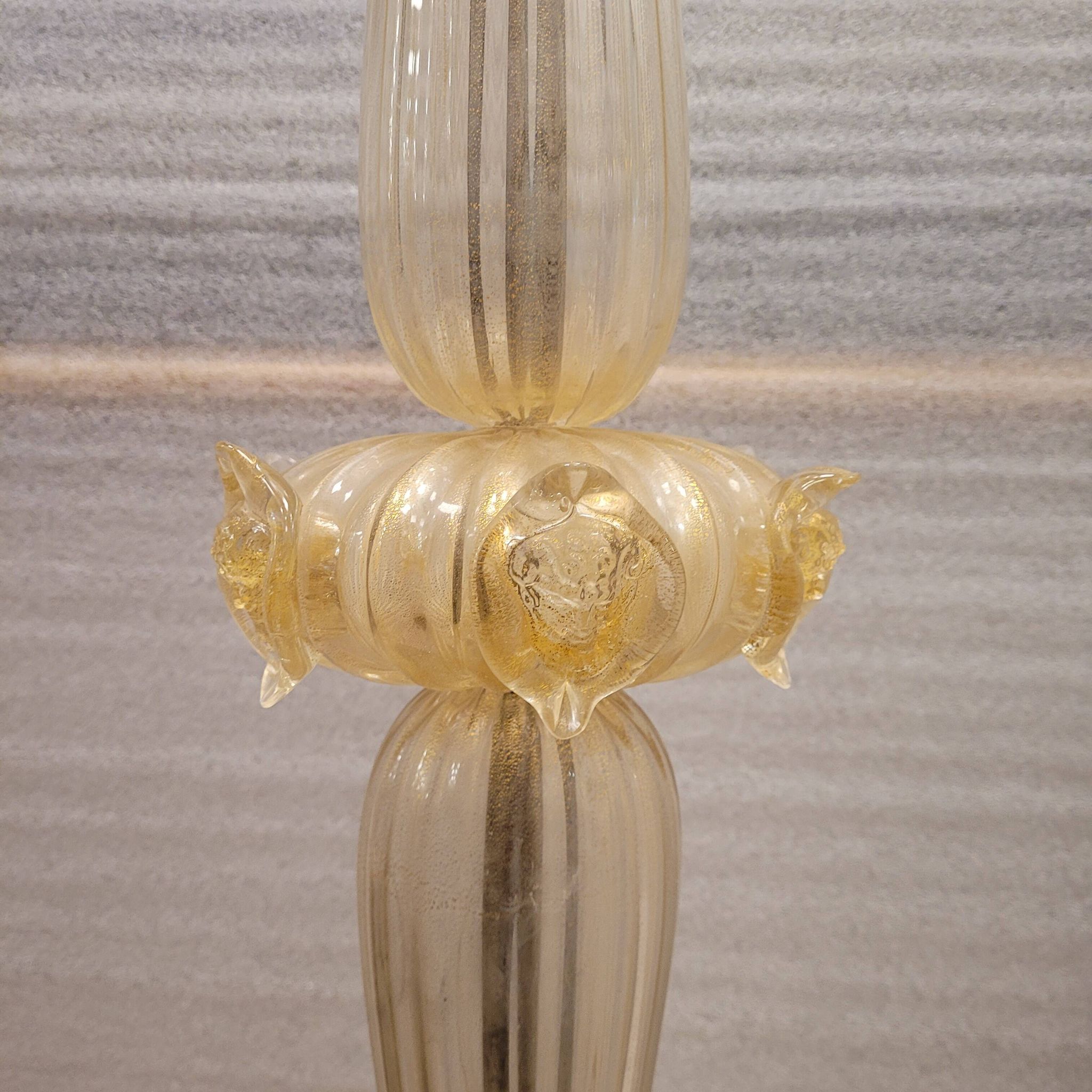 Magpie lamp, Murano crystal and gold powder, Barovier & Toso, 50's