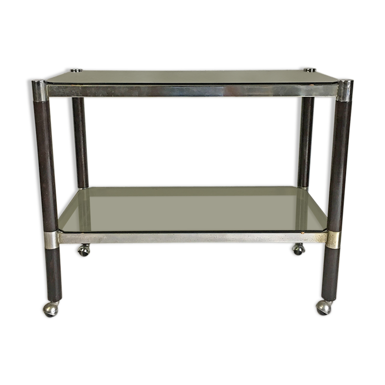 Vintage service 70 in wood, metal and glass