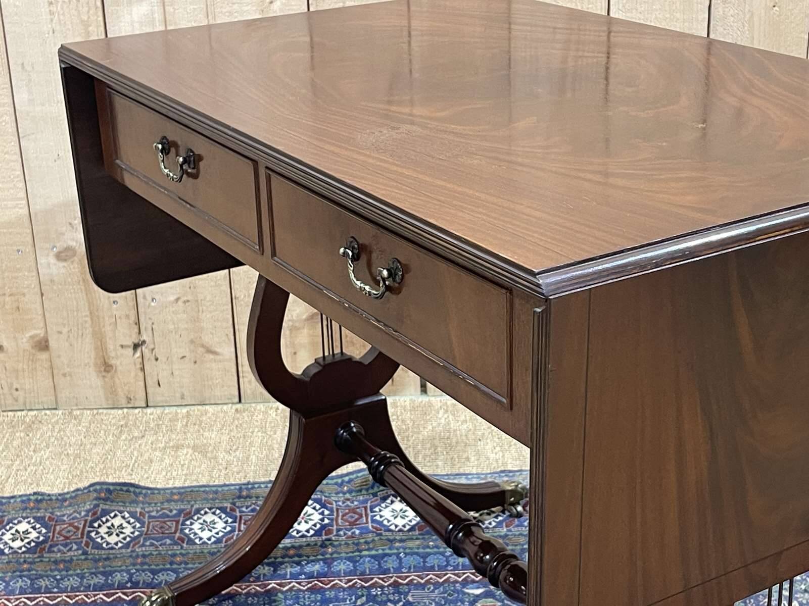 English mahogany drop-leaf desk from the 1950s