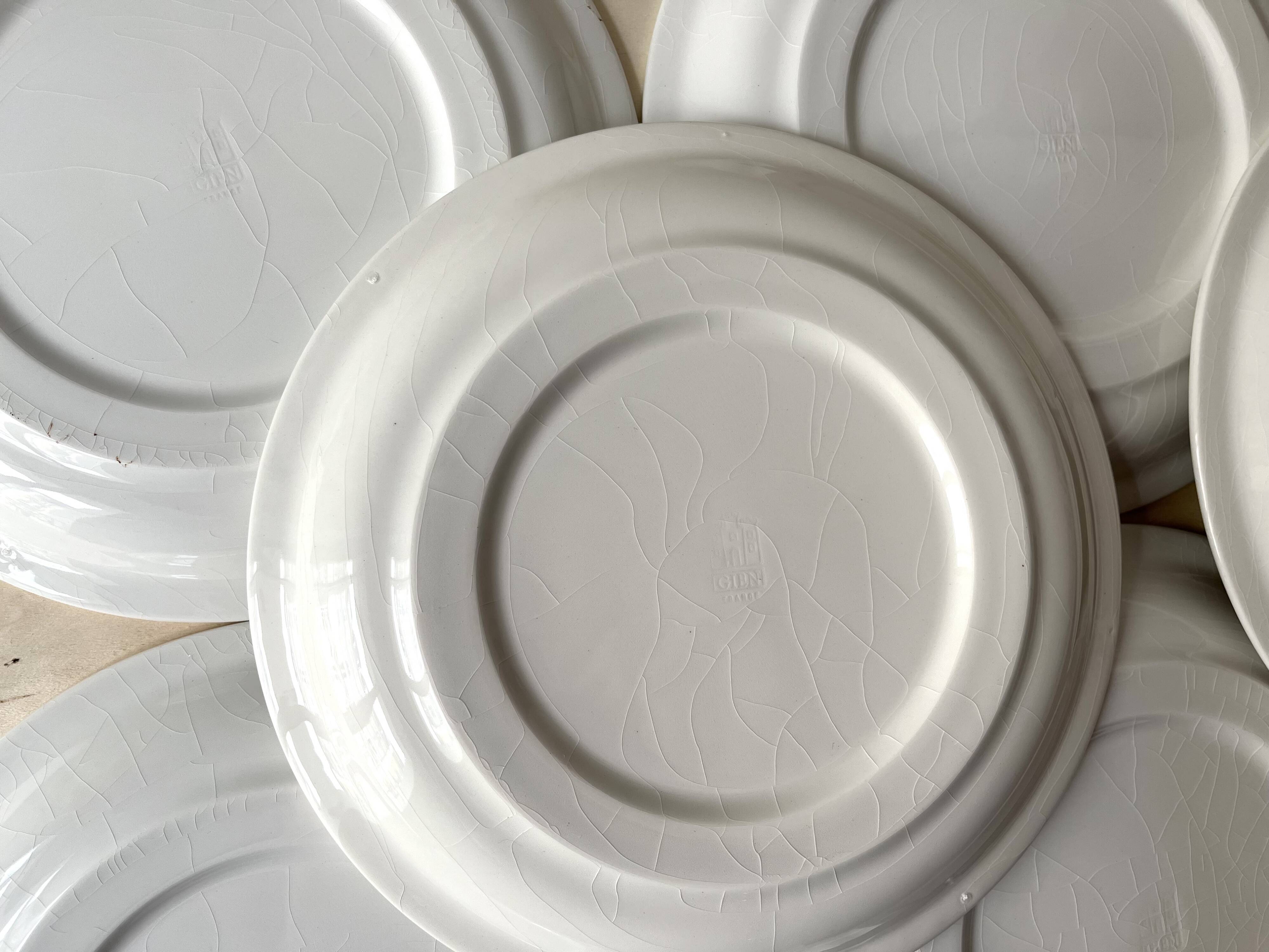 Set of 6 vintage GIEN France fish plates, flat plates with fishing decor