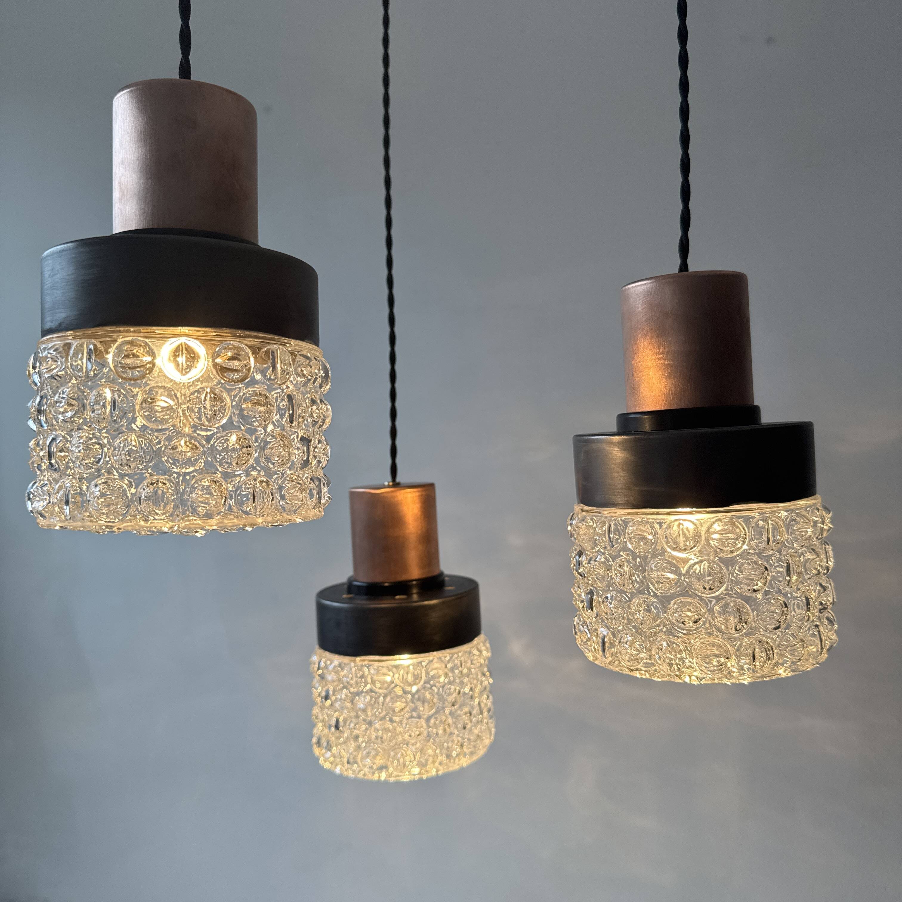 Old cascade chandelier 3 lights 1970 vintage