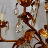 6-light bronze and Bohemian crystal chandelier, early 20th century