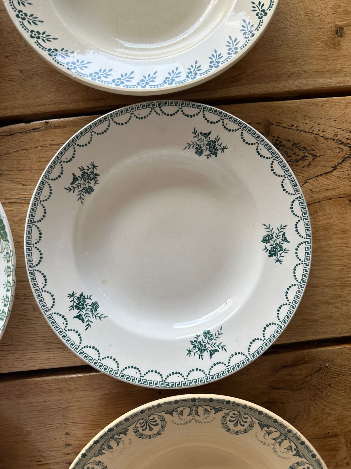 6 mismatched plates