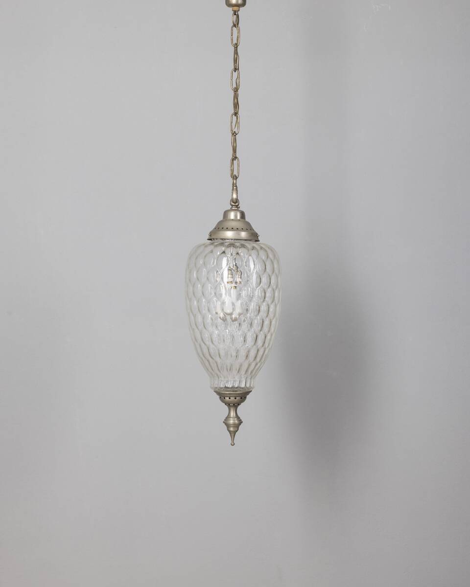 1960s vintage pendant lamp in decorated glass Italian design