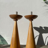 Pair of Scandinavian wooden lamps, 1980s