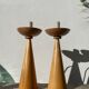 Pair of Scandinavian wooden lamps, 1980s