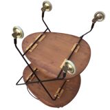 Vintage Scandinavian serving trolley in teak and metal, metal wheels, 1960s