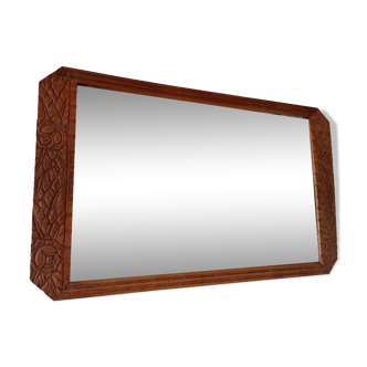 Miroir vintage art déco en bois sculpté années 40/50 51*31cm