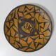 vintage signed glazed terracotta plate in ethnic style