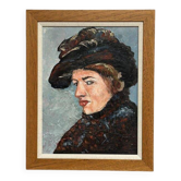 Mid Century Swedish Oil on Panel – “Woman” by Unknown Artist