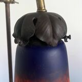Lampe de notaire réglable Tulipe verre marmoréen 1900