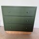Vintage olive green chest of drawers with striped base