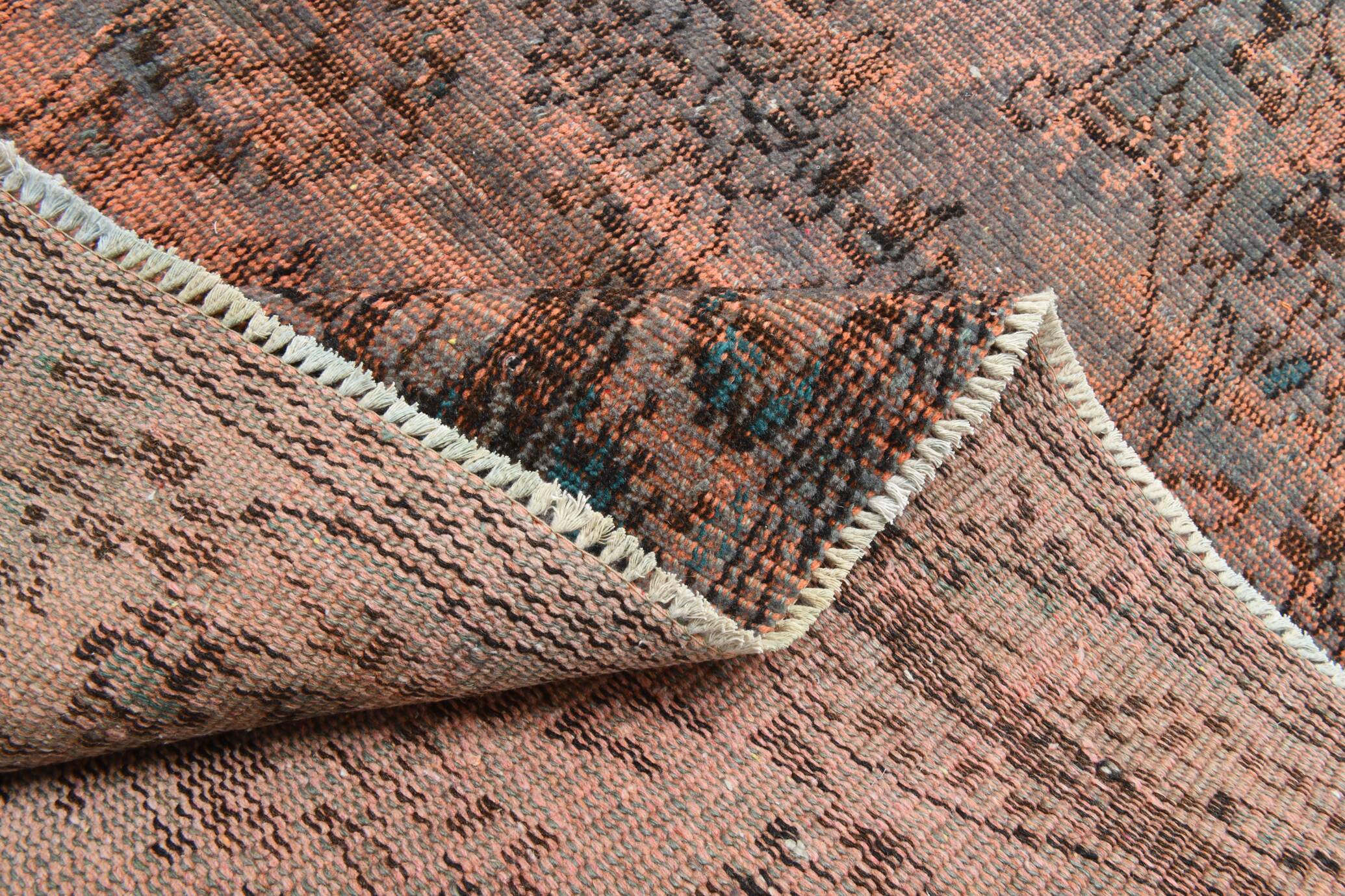 Tapis turc vintage classique en laine terracotta