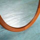 XL oval mirror vintage Danish design in teak by Christensen Silkeborg
