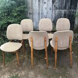 Wooden and velvet chairs 60s