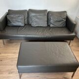 BoConcept leather sofa + matching ottoman