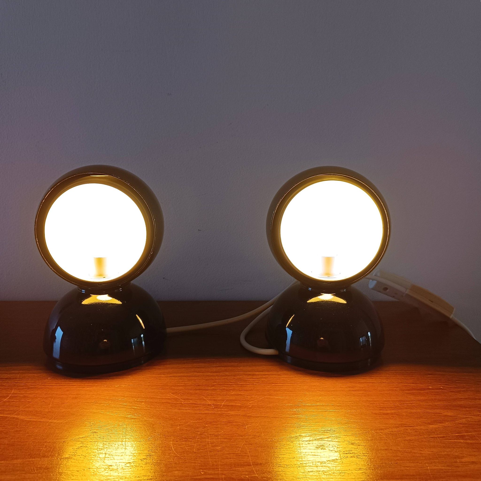 Set of 2 vintage black and white Eclisse lamps - Magistretti for Artemide
