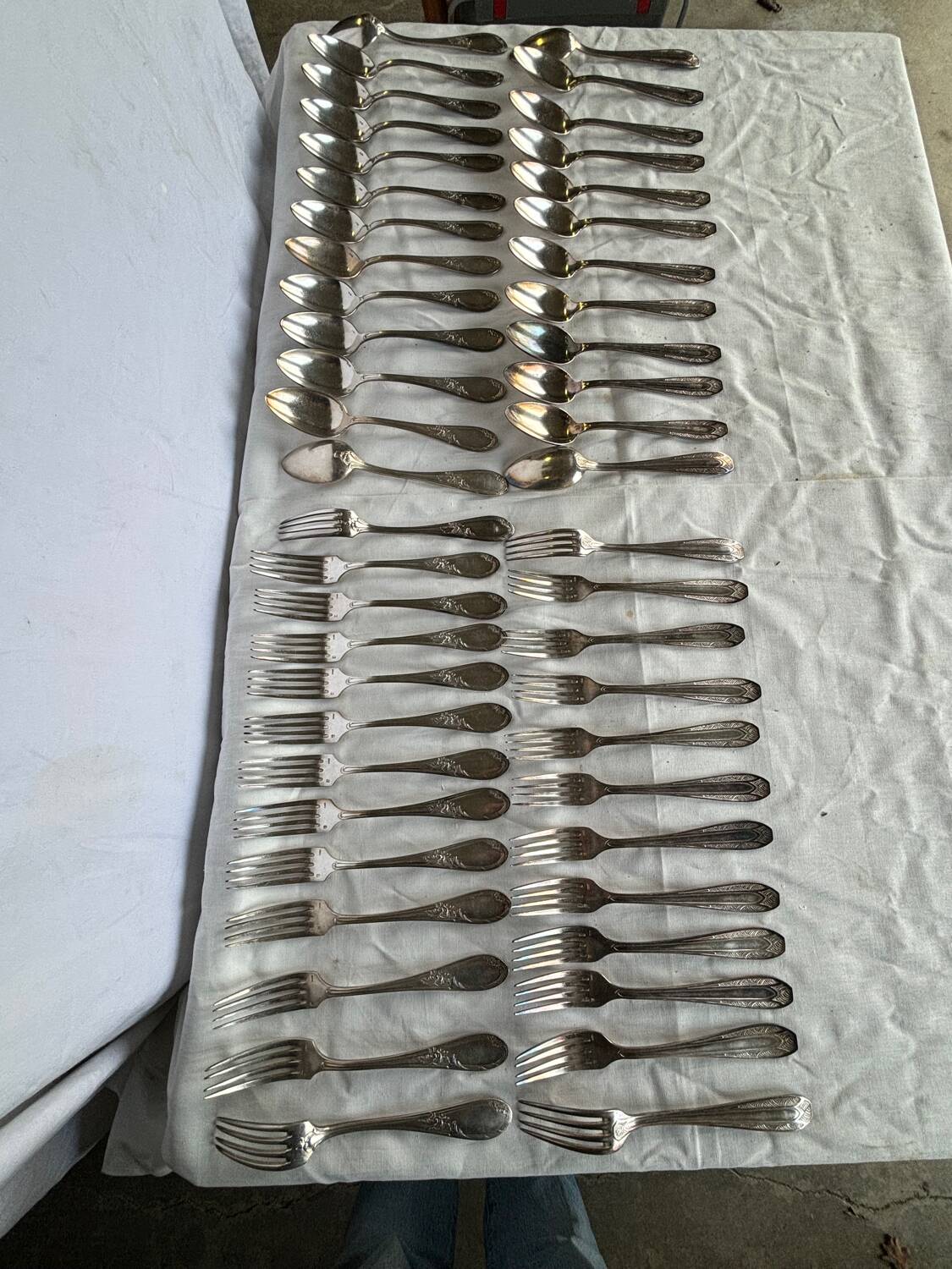 Silver metal cutlery