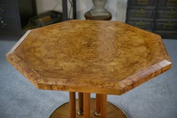 Octagonal Art Deco elm burl table, 1940s