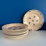 Set of 10 Lunéville Flore Vintage Flat Plates, antique earthenware