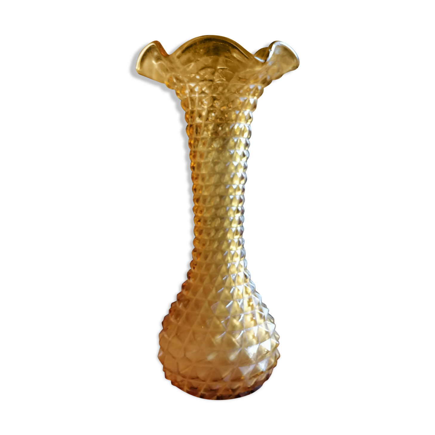 Empoli moulded glass vase, vintage Italian 60s