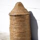 Old basket, burgundy straw and bramble, woven basket with lid, pantry