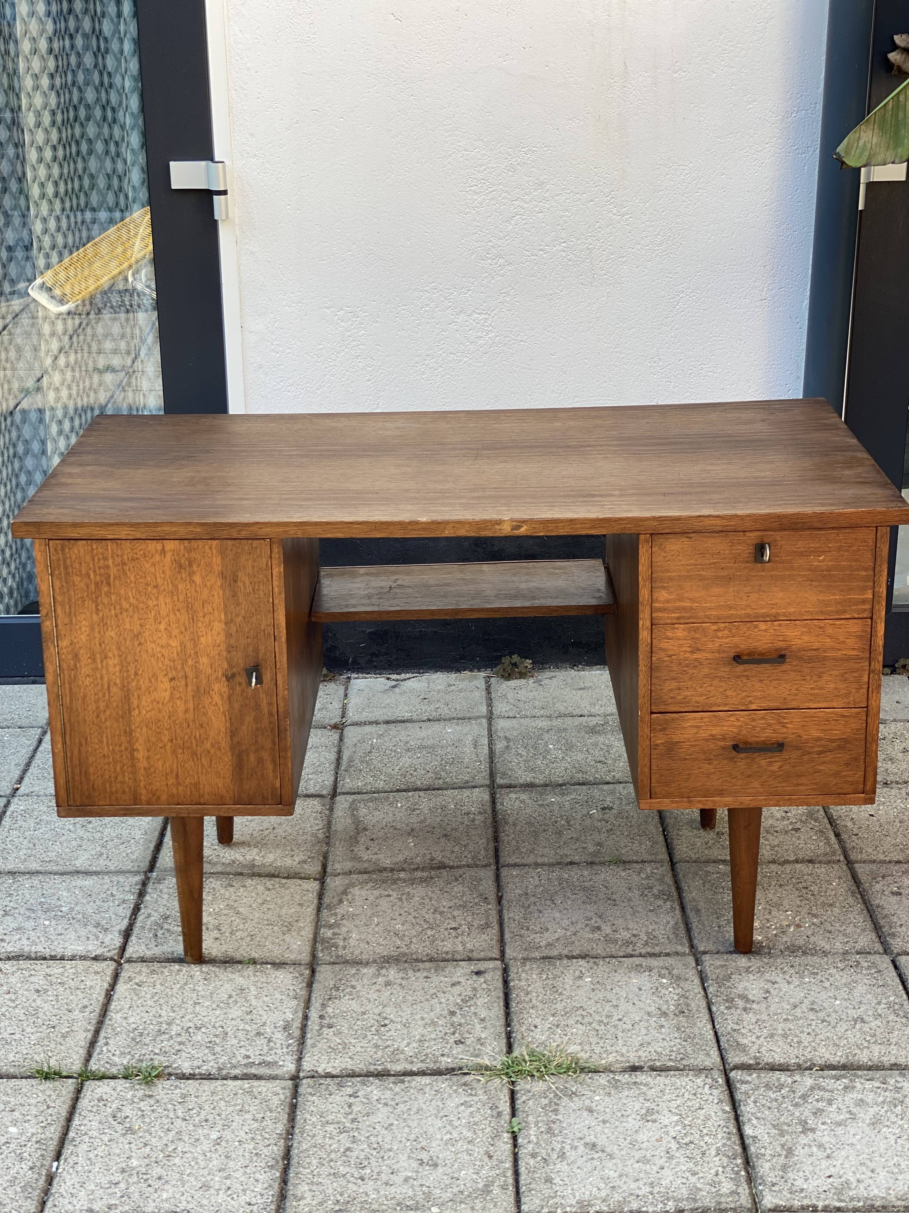 Vintage mid century modern oak desk