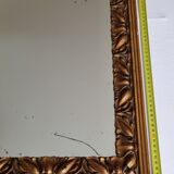 Patinated golden rectangular mirror, decorated with acanthus leaves, 49 cm