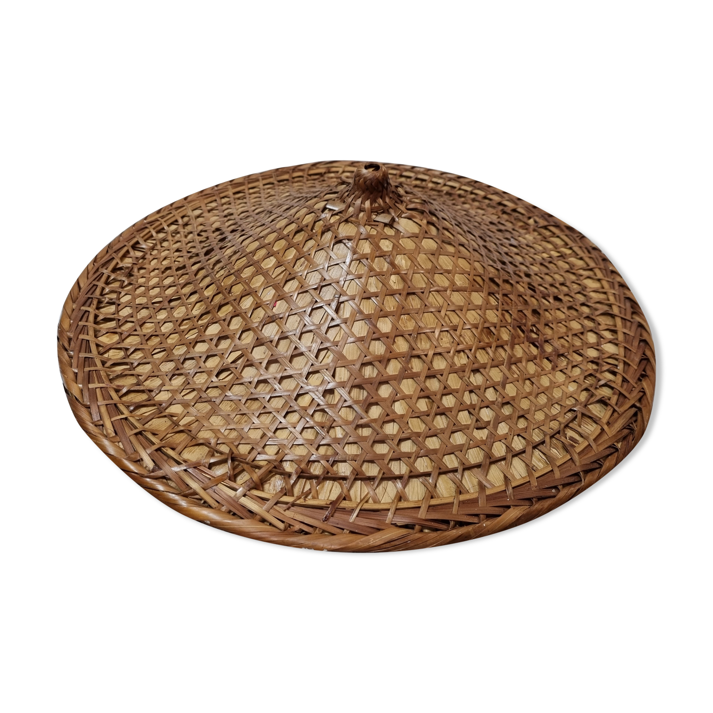 Braided Asian rattan hat from 1970