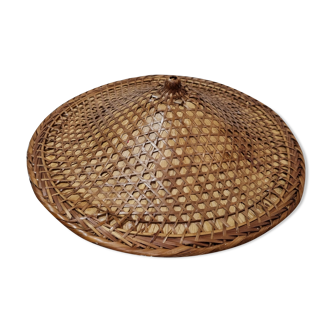 Braided Asian rattan hat from 1970