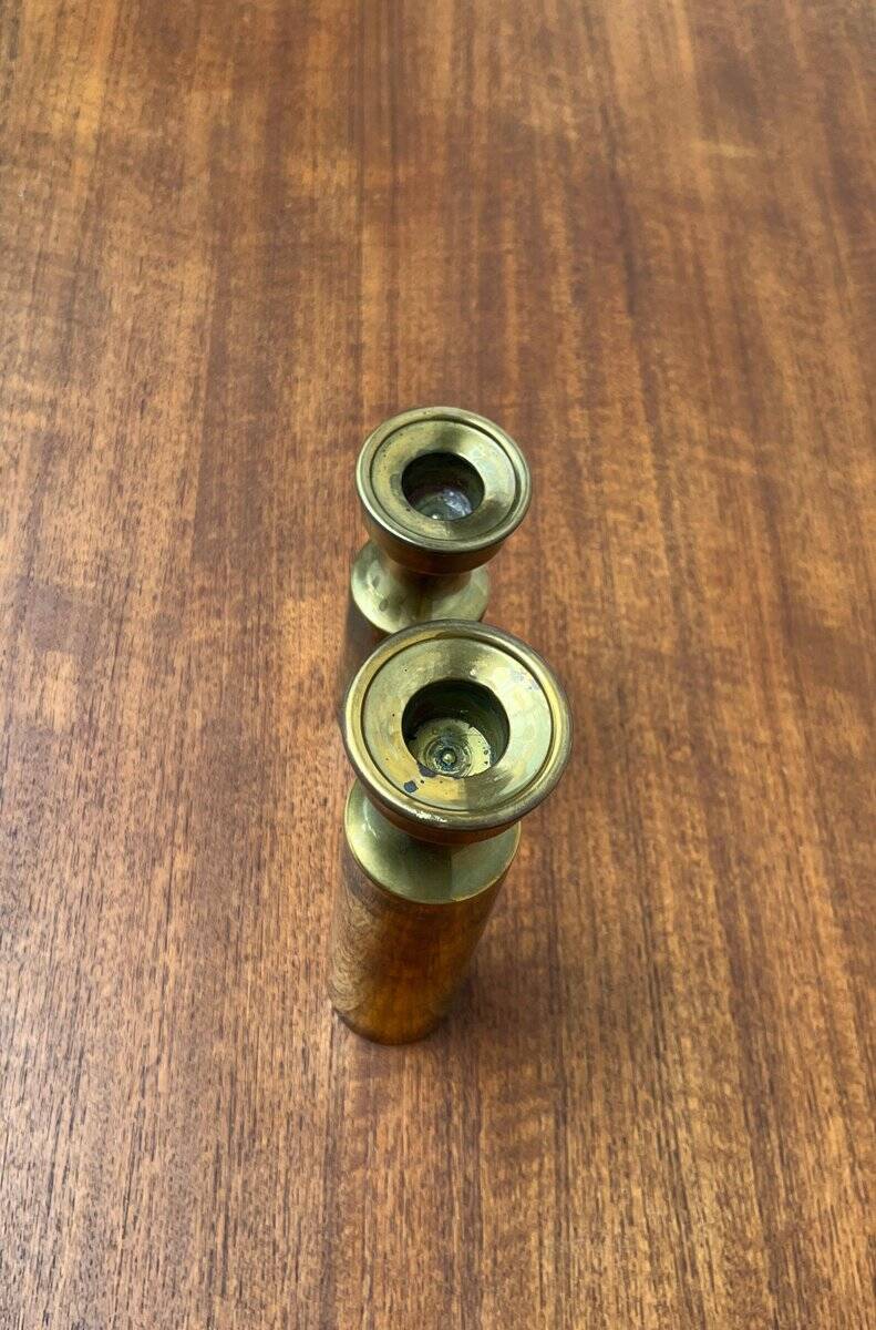 Danish brass candle holders from the mid-century by Boyes Metalkunst, 1960s, set of 2.