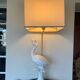 Very large flemish white ceramic lamp 50's italy 97cm with lampshade