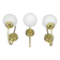 Set of Three Kamenický Šenov Brass and Opaline Glass Wall Lights