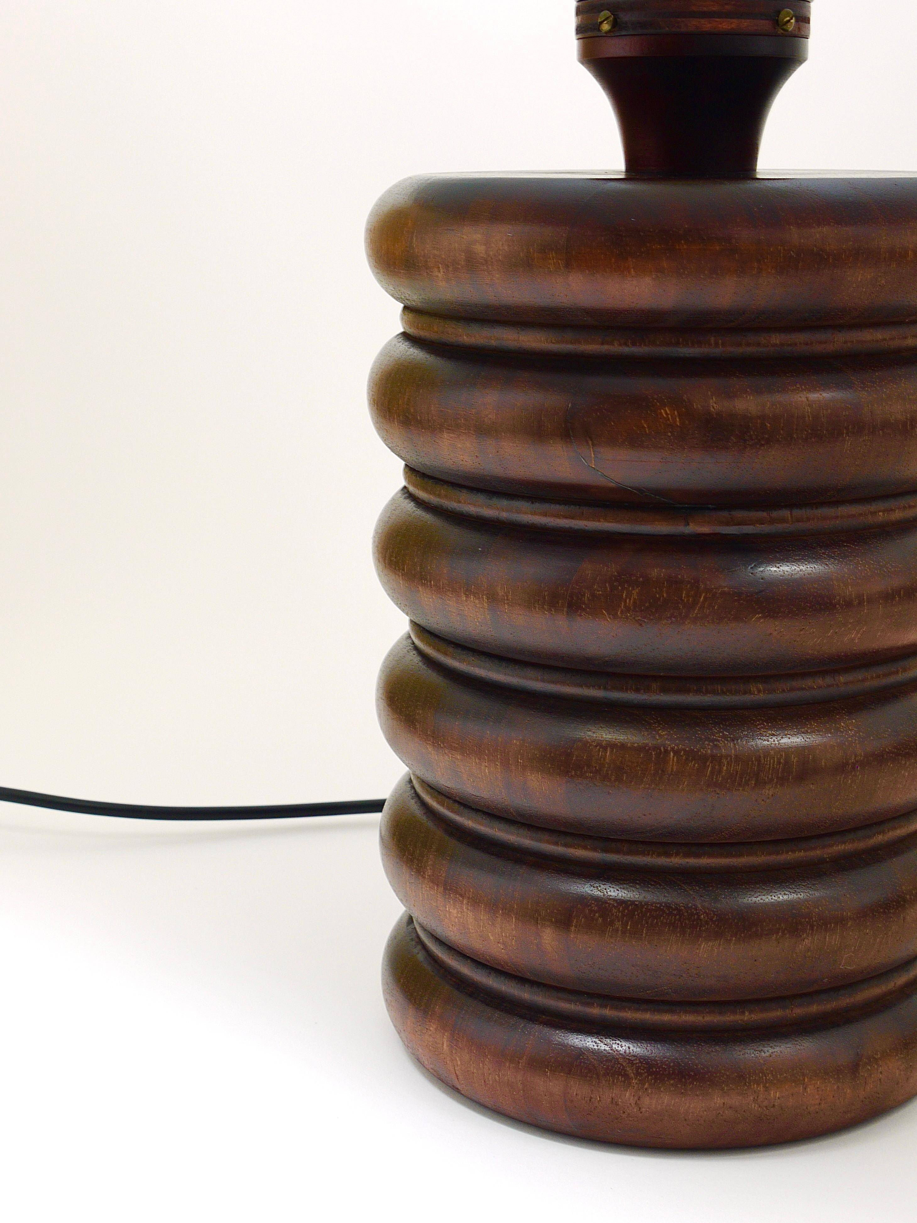 Mid-century table or accent lamp, turned wooden base, Sweden, 1970s