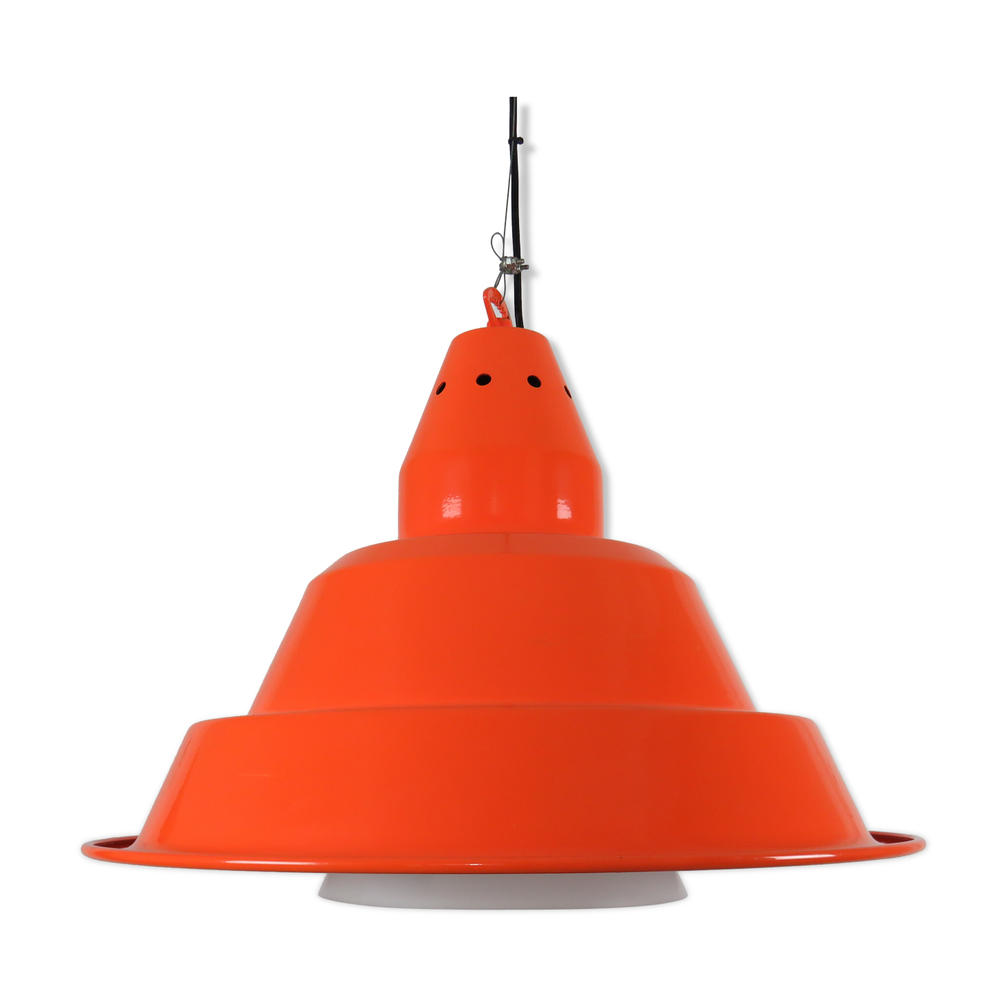 Large orange industrial suspension by Zonca Italy