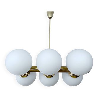 Vintage Glass Brass  Pendant Light, 1950s