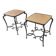 Pair of wrought iron side tables with oak tops, French work