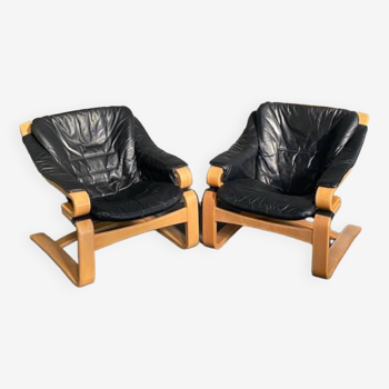 Pair of svend skipper lounge chairs for skipper møbler, denmark 1970's