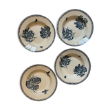 Set of 4 hollow plates, insect and fruit decorations, Manufacture Choisy le Roi, Terre de fer