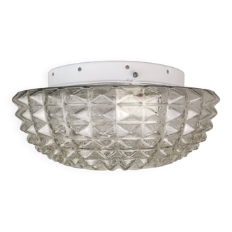 Large Portuguese 90s clear glass flush mount lamp